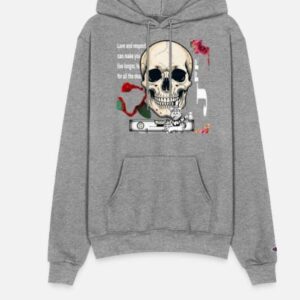 Sweat à capuche Champion Kangourou avec imprimé tête de mort et rose